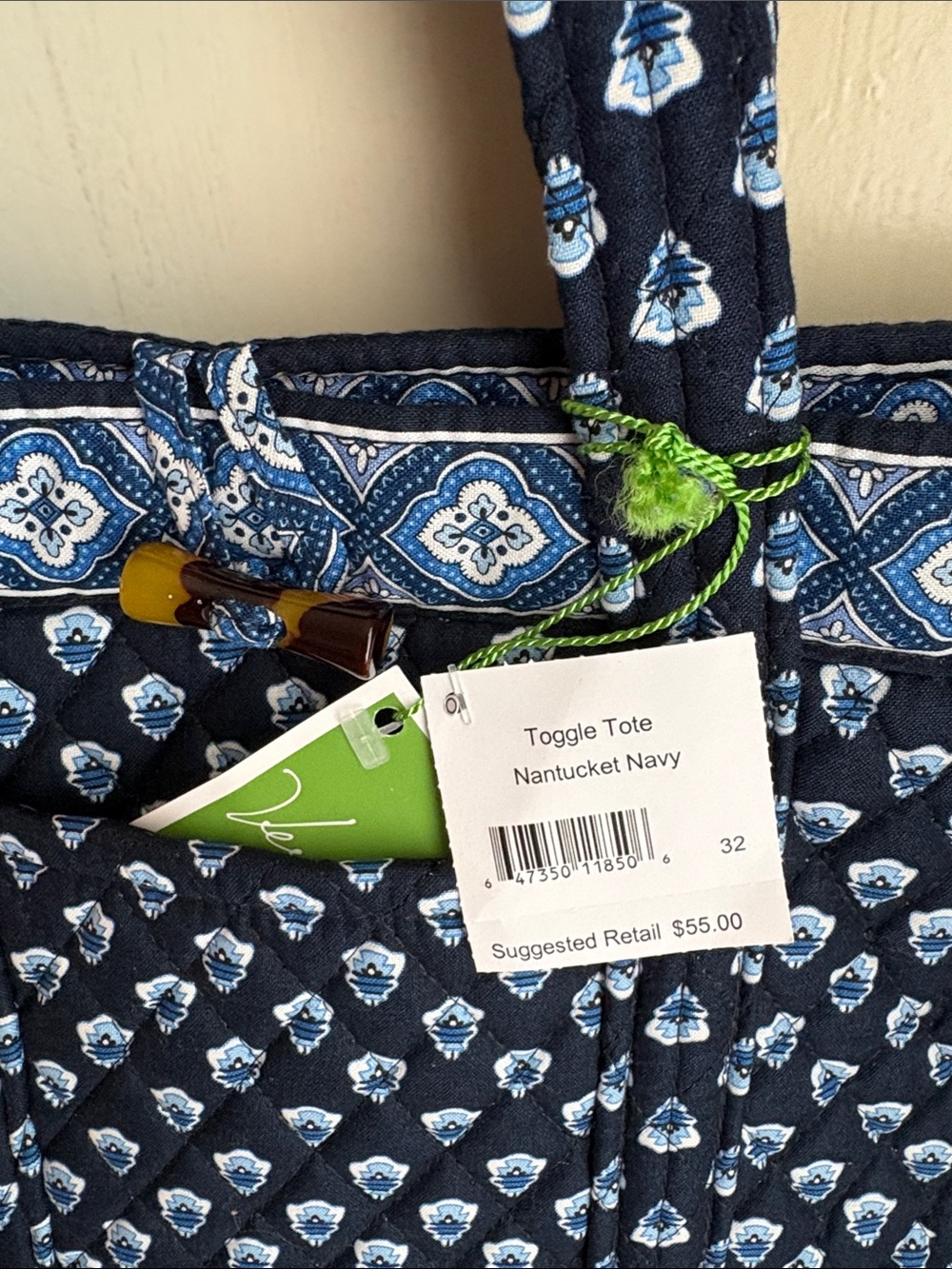 Vera Bradley Nantucket Navy Toggle Tote - Picture 4 of 5